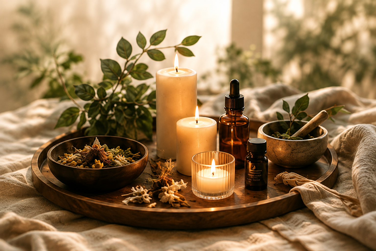 Healing rituals with candles and natural remedies